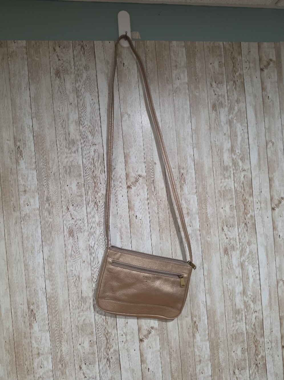 Fossil Women's Mini Leather Crossbody Bag Metallic Rose Gold